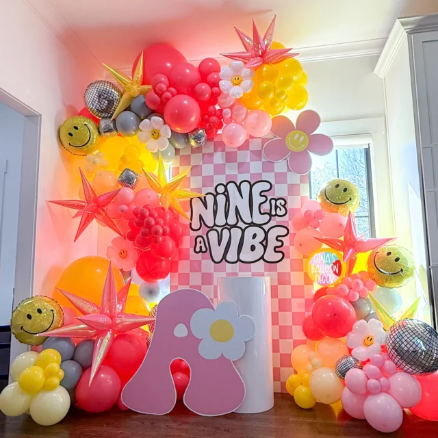 🪩🌸💛NINE IS A VIBE 💛🌸🪩
A little vibrant magic to match today’s sunshine!💫

This bright and colorful setup was perfect for Abigail’s 9th birthday. Such a fun theme for a sweet girl! 🫶🏼

Got a celebration coming up? Click the link in bio to get started.

📍- Huntsville, AL
🎈- Balloons & Backdrop Design @ginasballoon 
Props printing - @hsvlights